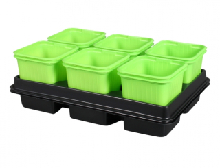 Kvetník sadbový GREEN + podmiska 8 x 8 x 8 cm; 2 x 6 ks